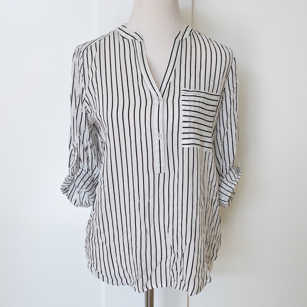 Atmosphere Black and White Stripe Shirt Size 8 NWT